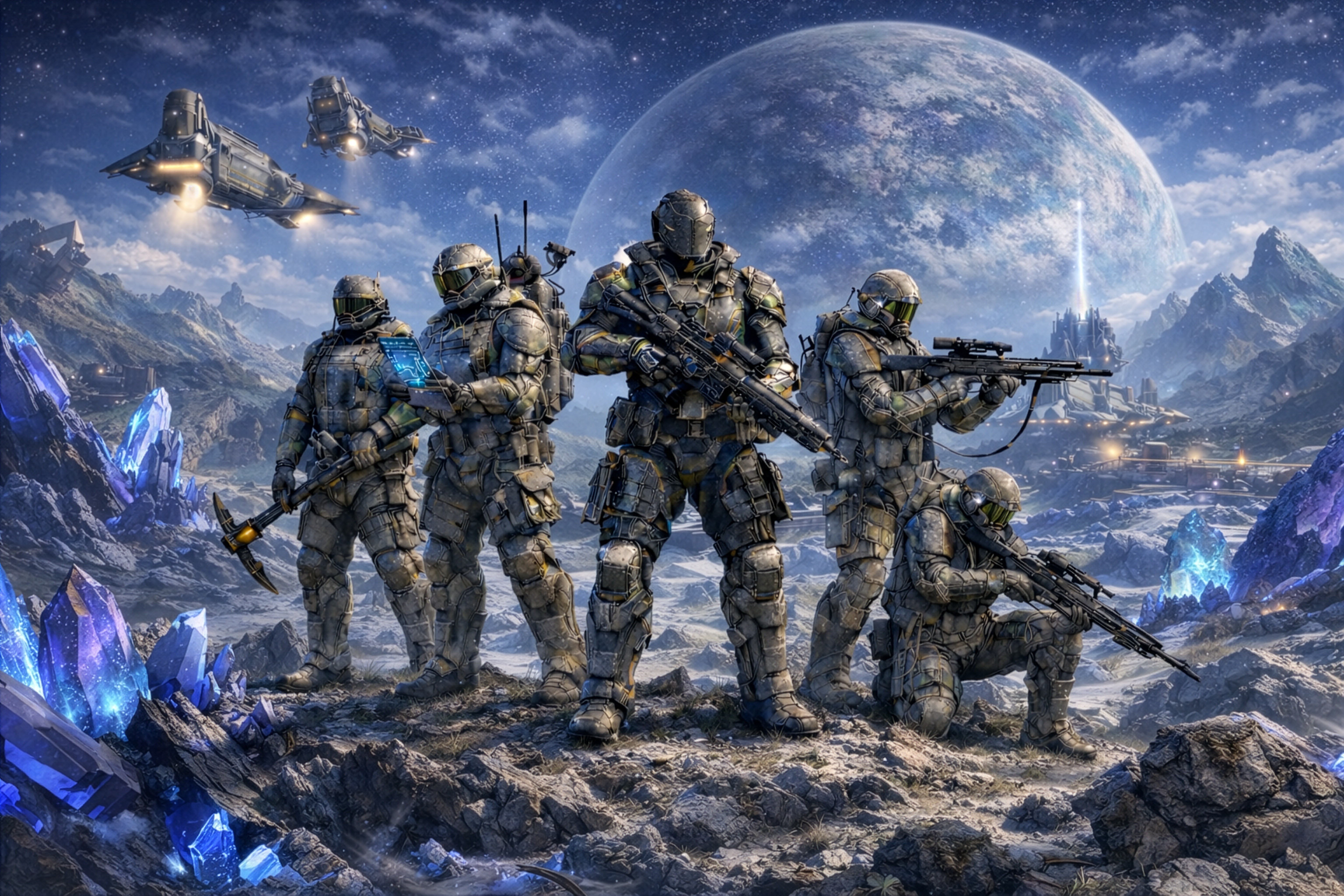 Wardens deployed on the surface of Veris