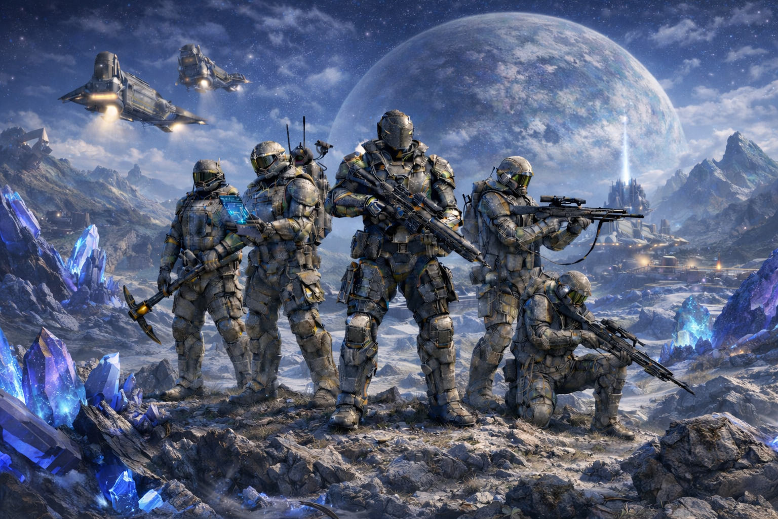 Wardens deployed on the surface of Veris